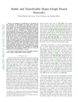 Stable and Transferable Hyper-Graph Neural Networks