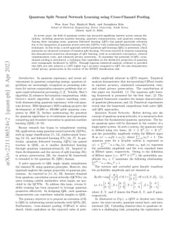 Quantum Split Neural Network Learning using Cross-Channel Pooling