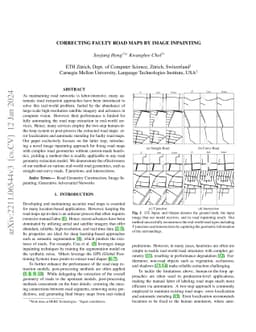 Correcting Faulty Road Maps by Image Inpainting