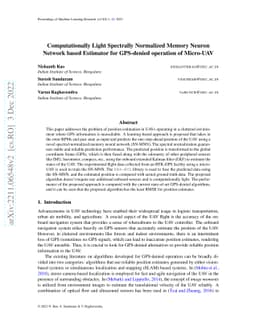 Computationally Light Spectrally Normalized Memory Neuron Network based
  Estimator for GPS-Denied operation of Micro UAV