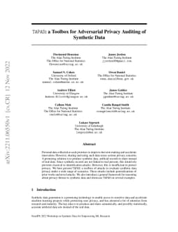 TAPAS: a Toolbox for Adversarial Privacy Auditing of Synthetic Data