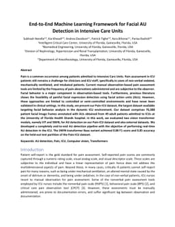 End-to-End Machine Learning Framework for Facial AU Detection in
  Intensive Care Units