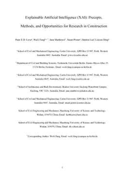 Explainable Artificial Intelligence: Precepts, Methods, and
  Opportunities for Research in Construction