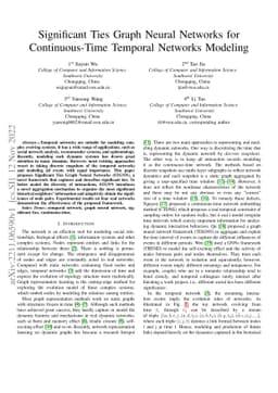 Significant Ties Graph Neural Networks for Continuous-Time Temporal
  Networks Modeling