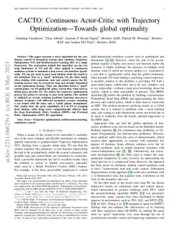 CACTO: Continuous Actor-Critic with Trajectory Optimization -- Towards
  global optimality