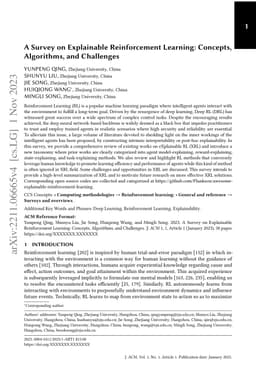 A Survey on Explainable Reinforcement Learning: Concepts, Algorithms,
  Challenges