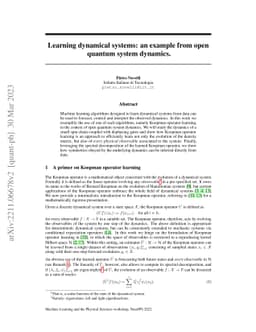 Learning dynamical systems: an example from open quantum system dynamics