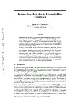 Instance-based Learning for Knowledge Base Completion