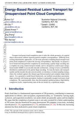 Energy-Based Residual Latent Transport for Unsupervised Point Cloud
  Completion