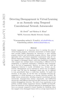 Detecting Disengagement in Virtual Learning as an Anomaly using Temporal
  Convolutional Network Autoencoder