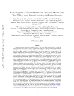 Early Diagnosis of Chronic Obstructive Pulmonary Disease from Chest
  X-Rays using Transfer Learning and Fusion Strategies