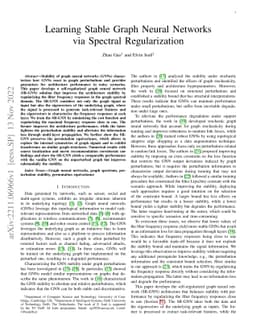 Learning Stable Graph Neural Networks via Spectral Regularization