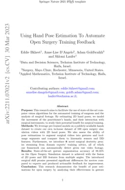 Using Hand Pose Estimation To Automate Open Surgery Training Feedback