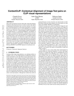 ContextCLIP: Contextual Alignment of Image-Text pairs on CLIP visual
  representations