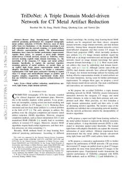 TriDoNet: A Triple Domain Model-driven Network for CT Metal Artifact
  Reduction