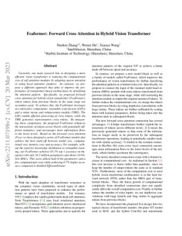 Fcaformer: Forward Cross Attention in Hybrid Vision Transformer