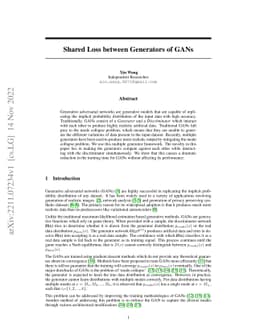 Shared Loss between Generators of GANs