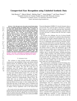 Unsupervised Face Recognition using Unlabeled Synthetic Data