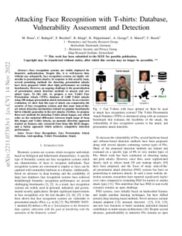 Attacking Face Recognition with T-shirts: Database, Vulnerability
  Assessment and Detection