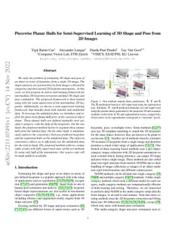 Piecewise Planar Hulls for Semi-Supervised Learning of 3D Shape and Pose
  from 2D Images