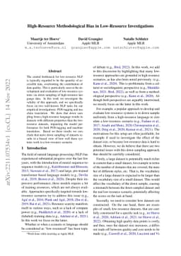 High-Resource Methodological Bias in Low-Resource Investigations