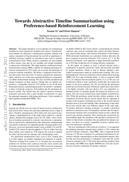 Towards Abstractive Timeline Summarisation using Preference-based
  Reinforcement Learning