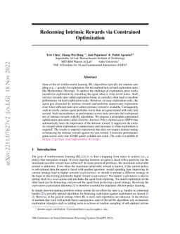 Redeeming Intrinsic Rewards via Constrained Optimization