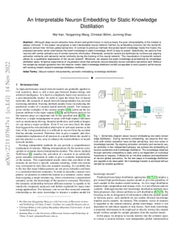 An Interpretable Neuron Embedding for Static Knowledge Distillation
