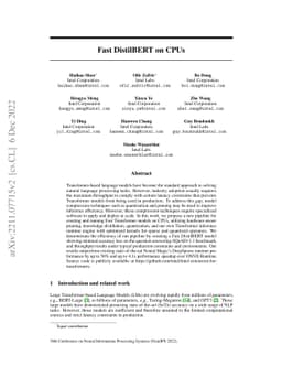 Fast DistilBERT on CPUs