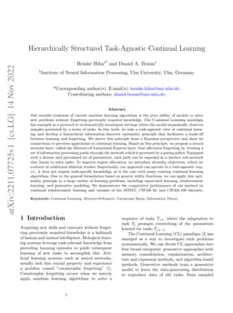 Hierarchically Structured Task-Agnostic Continual Learning