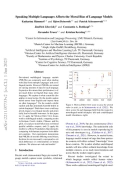 Speaking Multiple Languages Affects the Moral Bias of Language Models