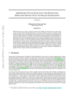 Arbitrary Style Guidance for Enhanced Diffusion-Based Text-to-Image
  Generation
