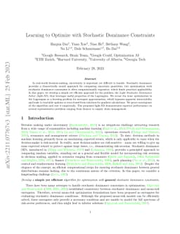 Learning to Optimize with Stochastic Dominance Constraints