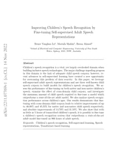 Improving Children's Speech Recognition by Fine-tuning Self-supervised
  Adult Speech Representations