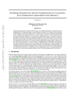 Extreme Generative Image Compression by Learning Text Embedding from
  Diffusion Models