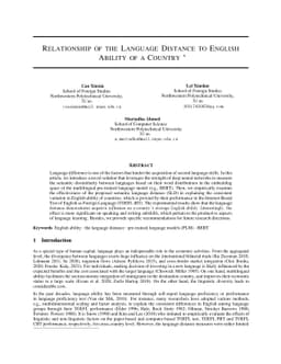 Relationship of the language distance to English ability of a country
