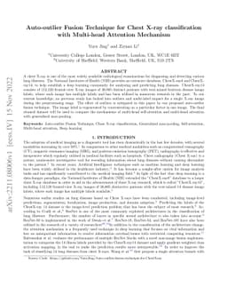 Auto-outlier Fusion Technique for Chest X-ray classification with
  Multi-head Attention Mechanism
