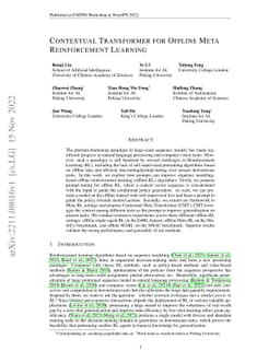 Contextual Transformer for Offline Meta Reinforcement Learning
