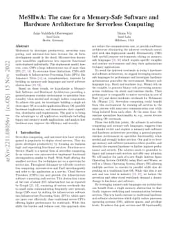 MeSHwA: The case for a Memory-Safe Software and Hardware Architecture
  for Serverless Computing