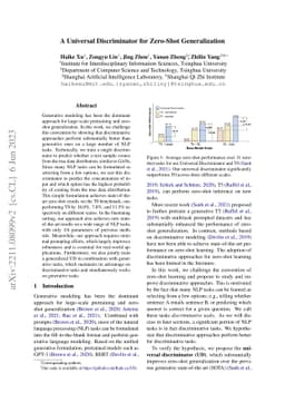 A Universal Discriminator for Zero-Shot Generalization