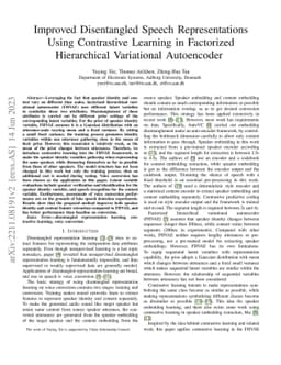 Improved disentangled speech representations using contrastive learning
  in factorized hierarchical variational autoencoder