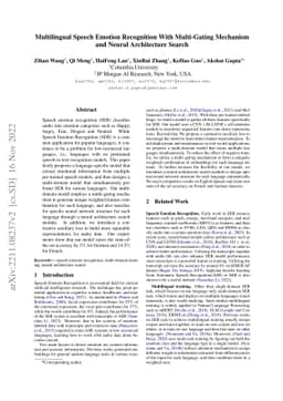 Multilingual Speech Emotion Recognition With Multi-Gating Mechanism and
  Neural Architecture Search