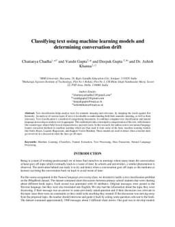 Classifying text using machine learning models and determining
  conversation drift