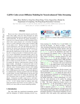 CaDM: Codec-aware Diffusion Modeling for Neural-enhanced Video Streaming