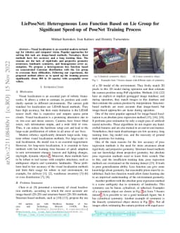 LiePoseNet: Heterogeneous Loss Function Based on Lie Group for
  Significant Speed-up of PoseNet Training Process