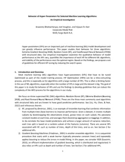 Behavior of Hyper-Parameters for Selected Machine Learning Algorithms:
  An Empirical Investigation
