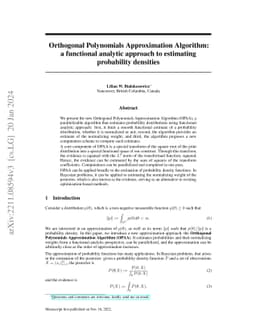 Orthogonal Polynomials Approximation Algorithm (OPAA):a functional
  analytic approach to estimating probability densities