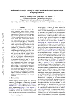 Parameter-Efficient Tuning on Layer Normalization for Pre-trained
  Language Models