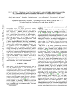 SWIN-SFTNet : Spatial Feature Expansion and Aggregation using Swin
  Transformer For Whole Breast micro-mass segmentation