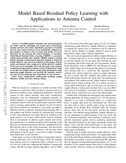 Model Based Residual Policy Learning with Applications to Antenna
  Control